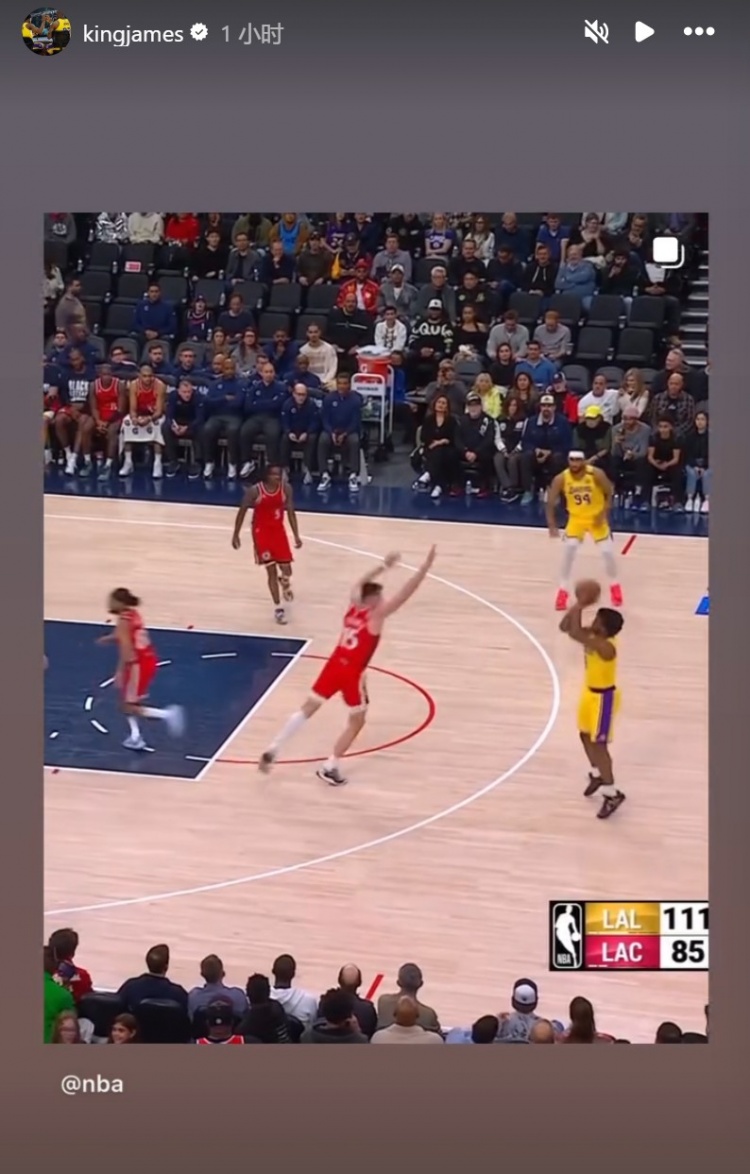 為你驕傲！布朗尼投進(jìn)NBA生涯首記三分球！詹姆斯賽后轉發(fā)